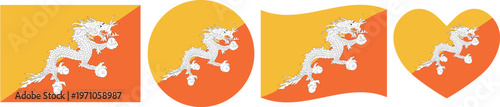 Bhutan flag illustrator country flags symbol National Collection International  Set