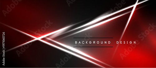 Dark background features bright white lines, red glow. Minimalist design with text indicating background element. Modern aesthetic.