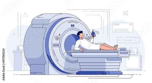 Patient undergoing MRI scan in a modern medical facility, advanced diagnostic technology