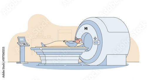 Patient undergoing MRI scan in a modern medical facility, advanced diagnostic technology