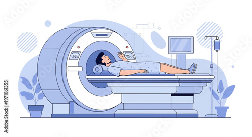 Patient undergoing MRI scan in a modern medical facility, advanced technology for diagnosis