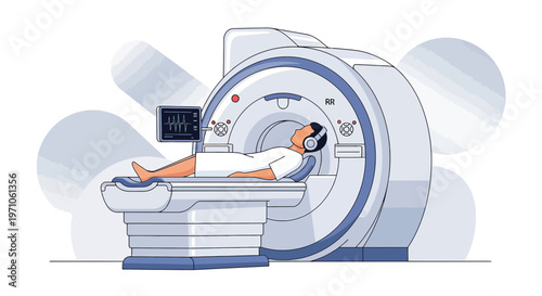 Patient undergoing MRI scan in a modern medical facility, advanced technology for diagnosis