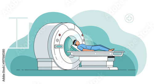 Patient undergoing MRI scan in a modern medical facility, advanced technology for diagnosis