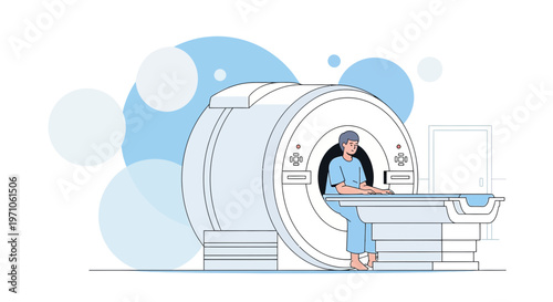 Patient undergoing MRI scan in a modern medical facility, diagnostic imaging technology