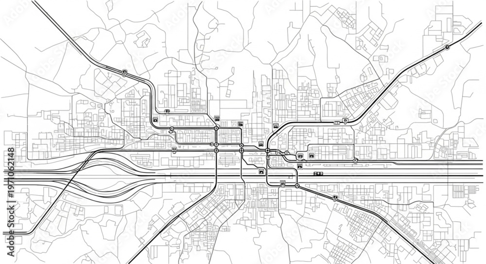 Fototapeta premium Detailed City Map with Roads and Infrastructure.