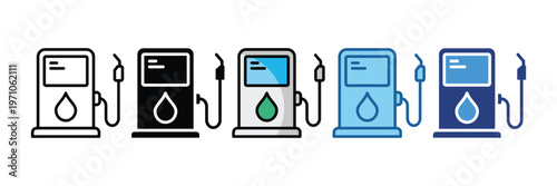 Gas Pump  Icon Set Multiple Style Collection
