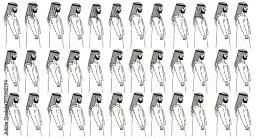 Detailed illustration of a bird in various poses, showcasing its features and anatomy.