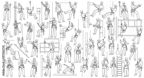 Detailed illustration of numerous figures in various poses and actions.