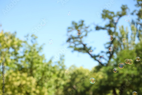 Beautiful soap bubbles floa...
