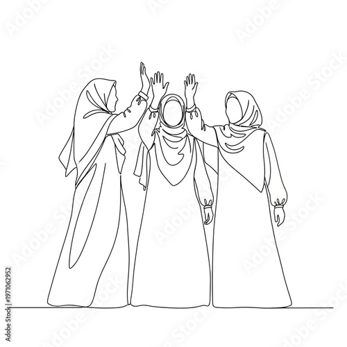 Three Women Wearing Hijab Together.