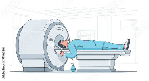Patient undergoing MRI scan in a modern medical clinic