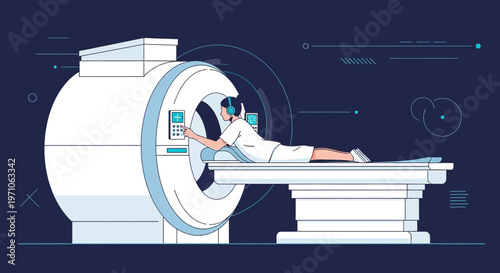 Patient undergoing MRI scan in a modern medical diagnostic imaging center, advanced technology