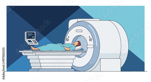 Patient undergoing MRI scan in a modern medical diagnostic imaging center