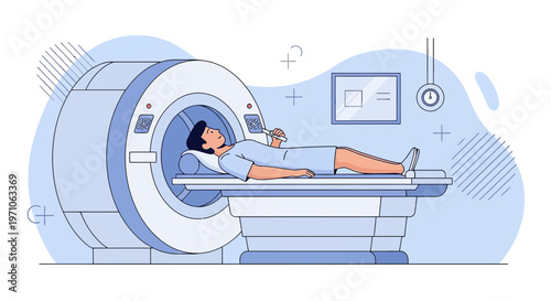 Patient undergoing MRI scan in a modern medical diagnostic imaging center