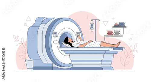 Patient undergoing MRI scan in a modern medical diagnostic imaging center