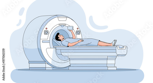 Patient undergoing MRI scan in a modern medical diagnostic machine