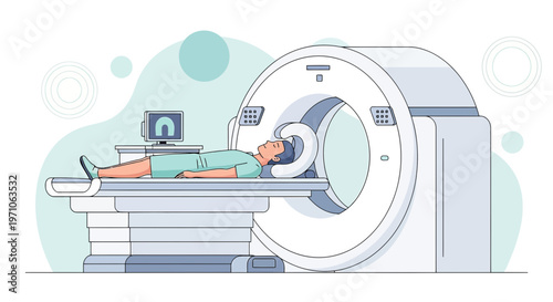 Patient undergoing MRI scan in a modern medical diagnostic machine