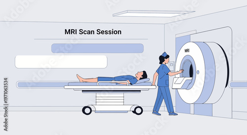 Patient undergoing MRI scan in a modern medical facility with a nurse operating the machine.