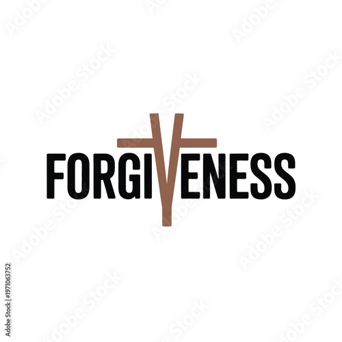 A symbolic representation of forgiveness with a cross and text