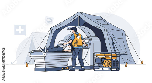 Mobile Medical Tent with CT Scanner and Generator for Remote Healthcare