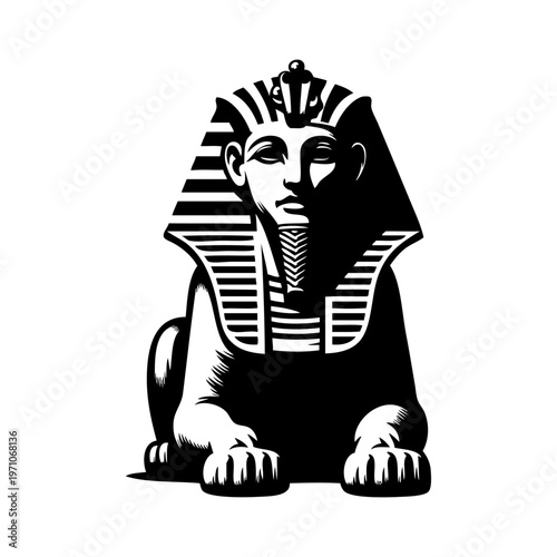 Símbolo del antiguo Egipto. Dibujo con líneas de una esfinge egipcia