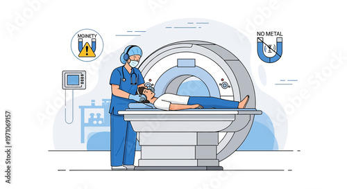 MRI Scan: Patient Undergoing Magnetic Resonance Imaging with Medical Professional