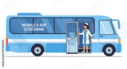 Mobile X-Ray Screening Bus with Medical Professional