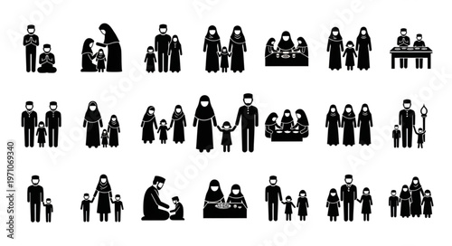 Diverse family silhouettes representing various cultural backgrounds and relationships.