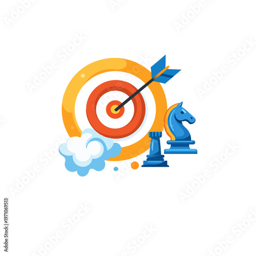 Target Goal and Chess Strategy Business Planning and Success Concept