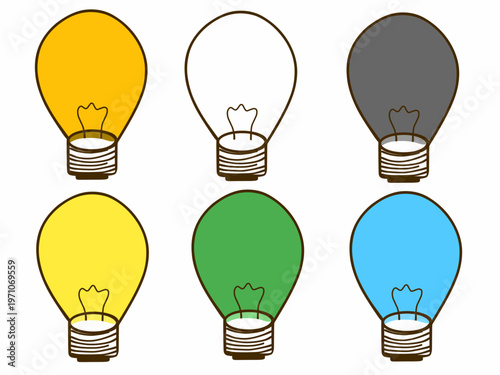 A collection of lamps or bulbs. Hand-drawn vector lamp icons.