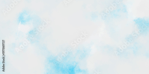  Old vintage textured holiday paper or wallpaper, blue watercolor sky with various blurry and fogy clouds,  this watercolor design with watercolor texture on white background.