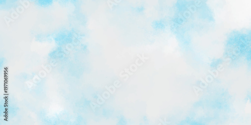 Old vintage textured holiday paper or wallpaper, blue watercolor sky with various blurry and fogy clouds,  this watercolor design with watercolor texture on white background.