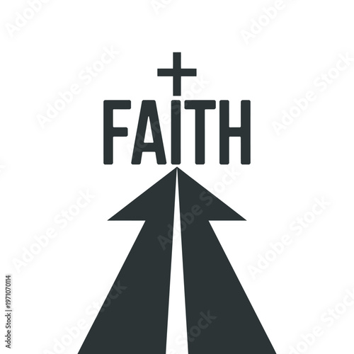 A symbol of faith with a cross and arrow pointing upwards