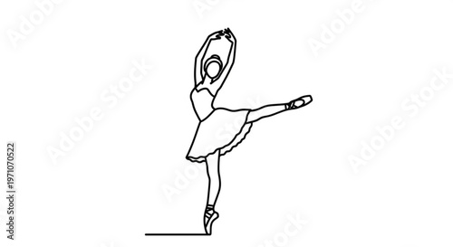 Elegant ballerina dancing en pointe in a graceful pose with one leg extended
