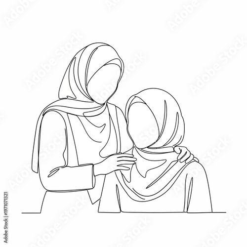 Two Women Wearing Headscarves Together.