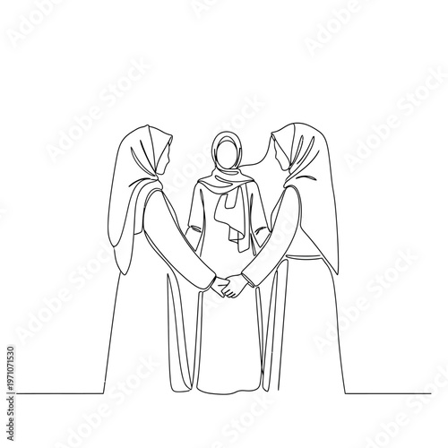 Three Women Holding Hands Together.