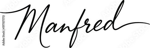 A stylish black signature of the name Manfred on a white background