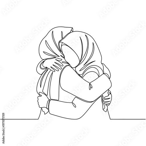 Woman Wearing Hijab Embracing Herself.