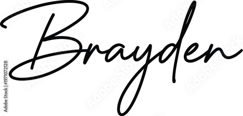 A stylish black signature of the name Brayden on a white background