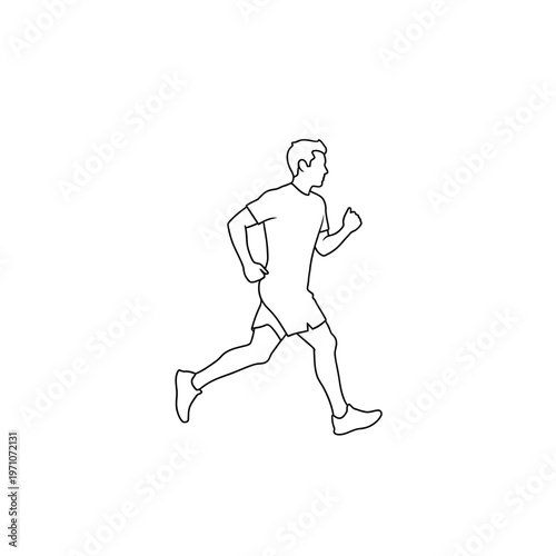 Man Running in Athletic Wear Outdoors.