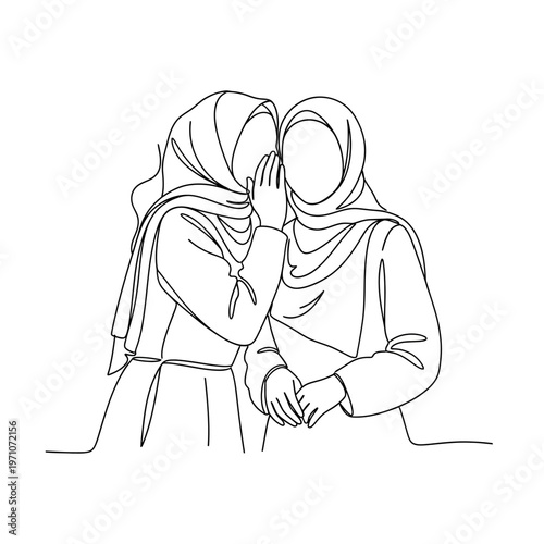 Two Women Wearing Hijabs Sharing Secret.