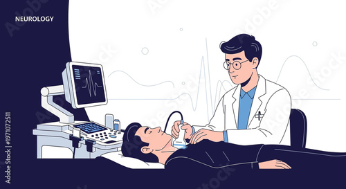 Neurologist Performing Ultrasound on Patient for Neurological Diagnosis