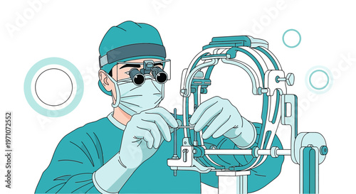 Neurosurgeon Operating With Advanced Brain Surgery Navigation System