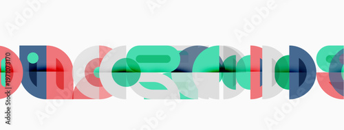 Abstract colorful shapes overlap forming word google. Modern design, simple background, vibrant hues present.