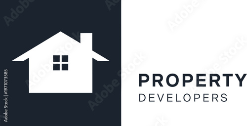 A logo for property developers featuring a house icon on a dark background