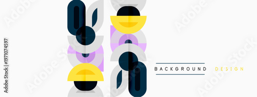 Abstract geometric shapes overlap, creating modern design. Minimalist style with muted colors, simple composition. Background element.