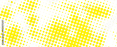 yellow halftone pattern. Retro comic gradient background. Bright white pixelated dotted texture overlay. Cartoon pop art faded gradient pattern. vector
