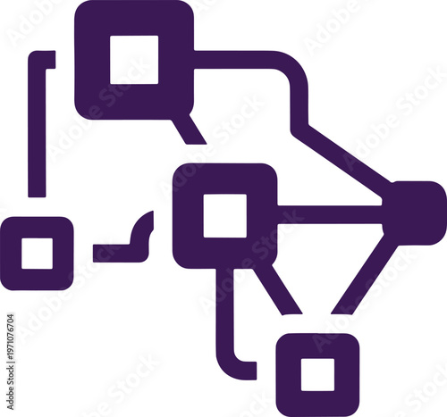 Purple of a whisker with a square end and a curved line