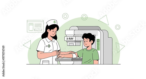 Nurse Performing X-ray on Patient's Arm for Medical Diagnosis
