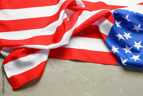 Flag of USA on grey background
